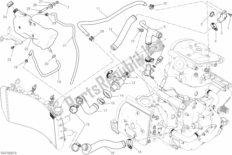 Alle onderdelen voor de Koelsysteem van de Ducati Monster 821 Stealth Thailand 2019